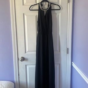 Forever 21 black maxi dress with a jeweled collar. Size S